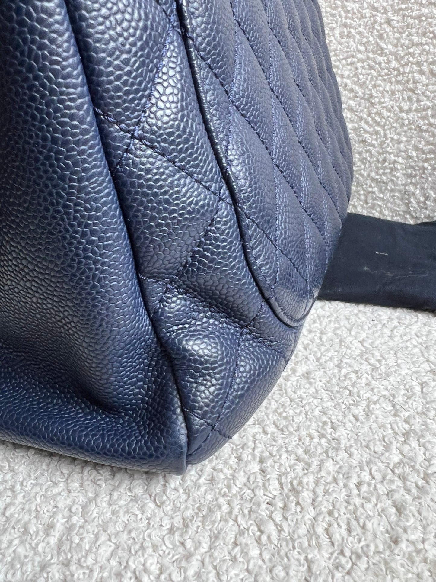 Chanel Navy Blue Caviar Grand Shopper Tote (GST)