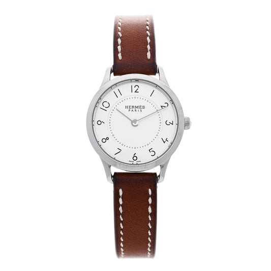 Stainless Steel Barenia 25mm Slim d'Hermes Quartz Watch Fauve