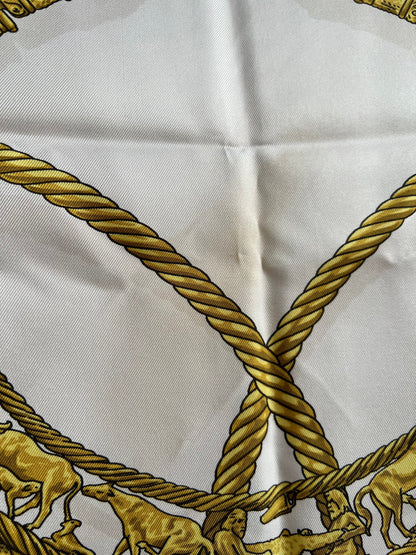 Hermès silk scarf "Les Cavaliers d'Or"