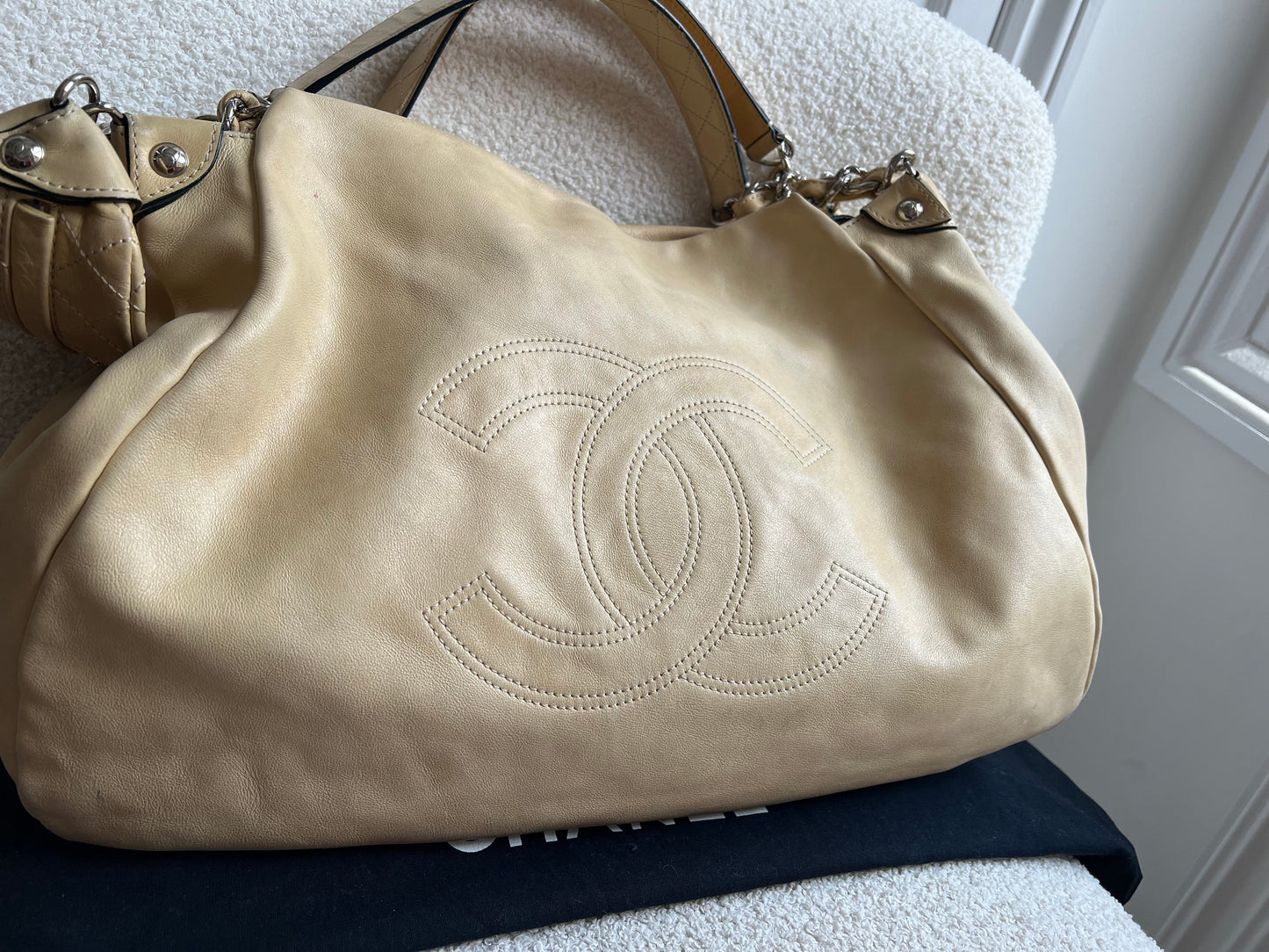 Chanel Beige Edgy Lambskin Large Hobo