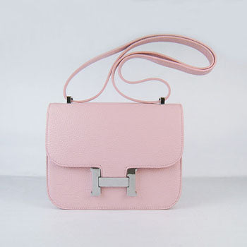 Luxury Hermes Constance Cowskin Leather Bag Pink Silver