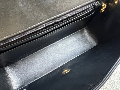 Chanel Vintage Diana Flap Bag in Black Lambskin with 24k Hardware