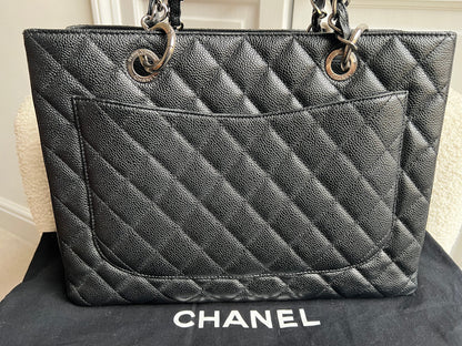 Chanel Black Caviar Grand Shopper Tote (GST) Silver Hardware