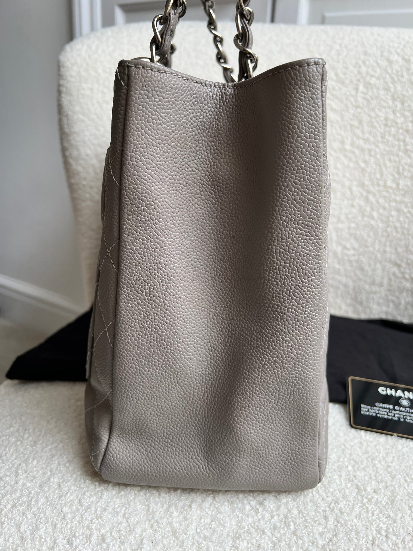Chanel Grey Caviar Grand Shopper Tote (GST) Silver Hardware