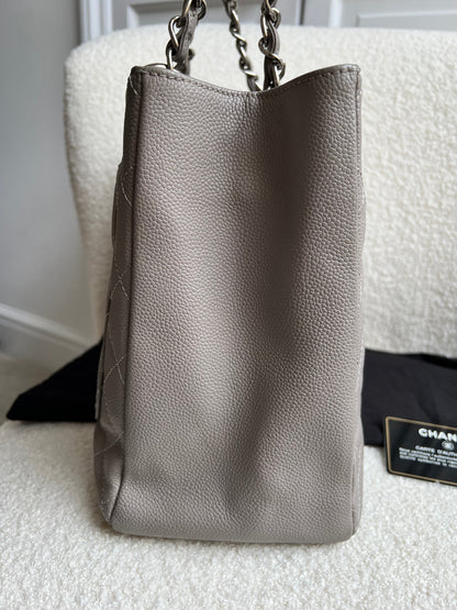 Chanel Grey Caviar Grand Shopper Tote (GST) Silver Hardware