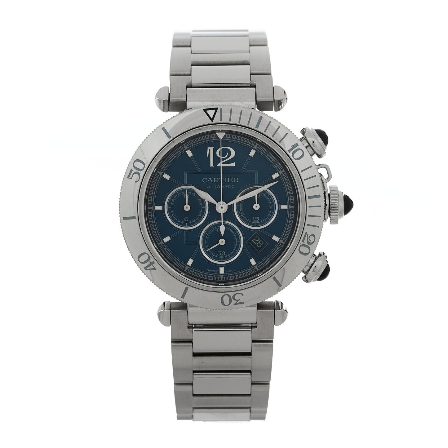 Stainless Steel 41mm Pasha C Chronograph Automatic Watch Blue