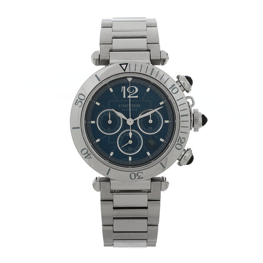 Stainless Steel 41mm Pasha C Chronograph Automatic Watch Blue
