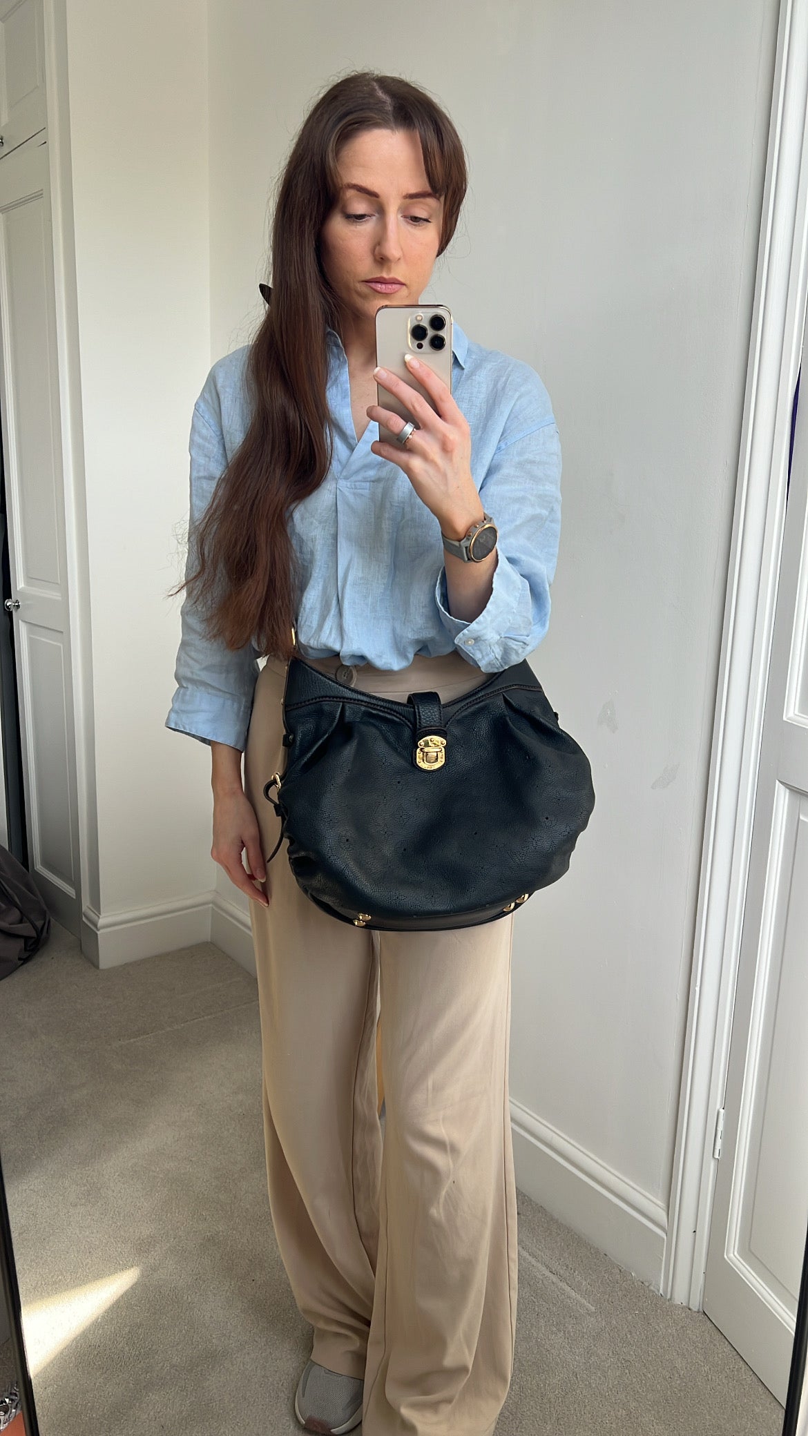 Louis Vuitton Black Monogram Mahina Leather Shoulder Bag