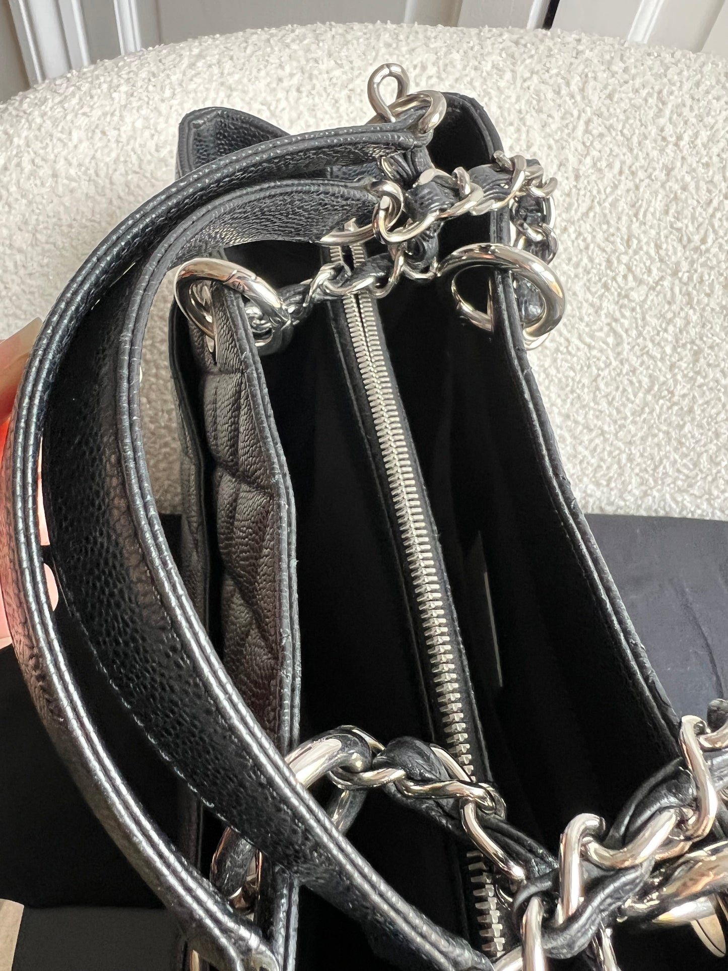 Chanel Black Caviar Grand Shopper Tote (GST) Silver Hardware