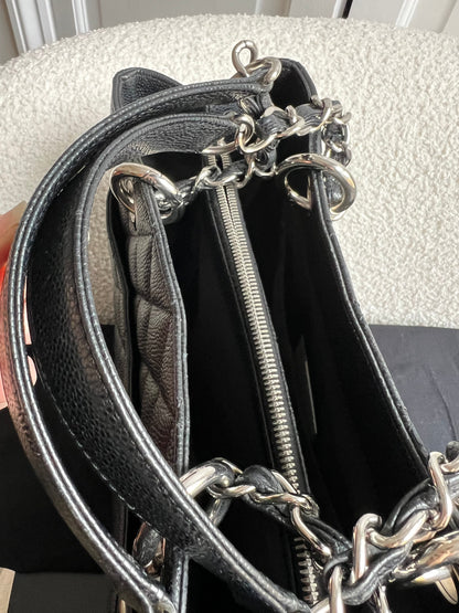 Chanel Black Caviar Grand Shopper Tote (GST) Silver Hardware