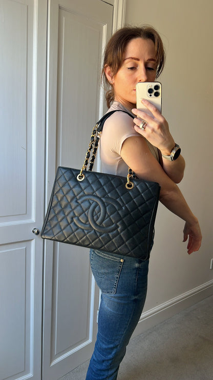 Chanel Black Caviar Grand Shopper Tote Gold Hardware (GST)