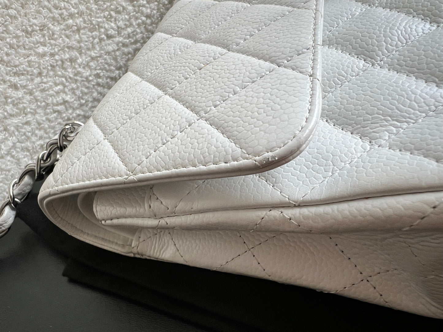 Chanel Medium Classic Flap in White Caviar (RRP £9090)