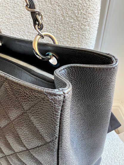 Chanel Black Caviar Grand Shopper Tote (GST) Silver Hardware