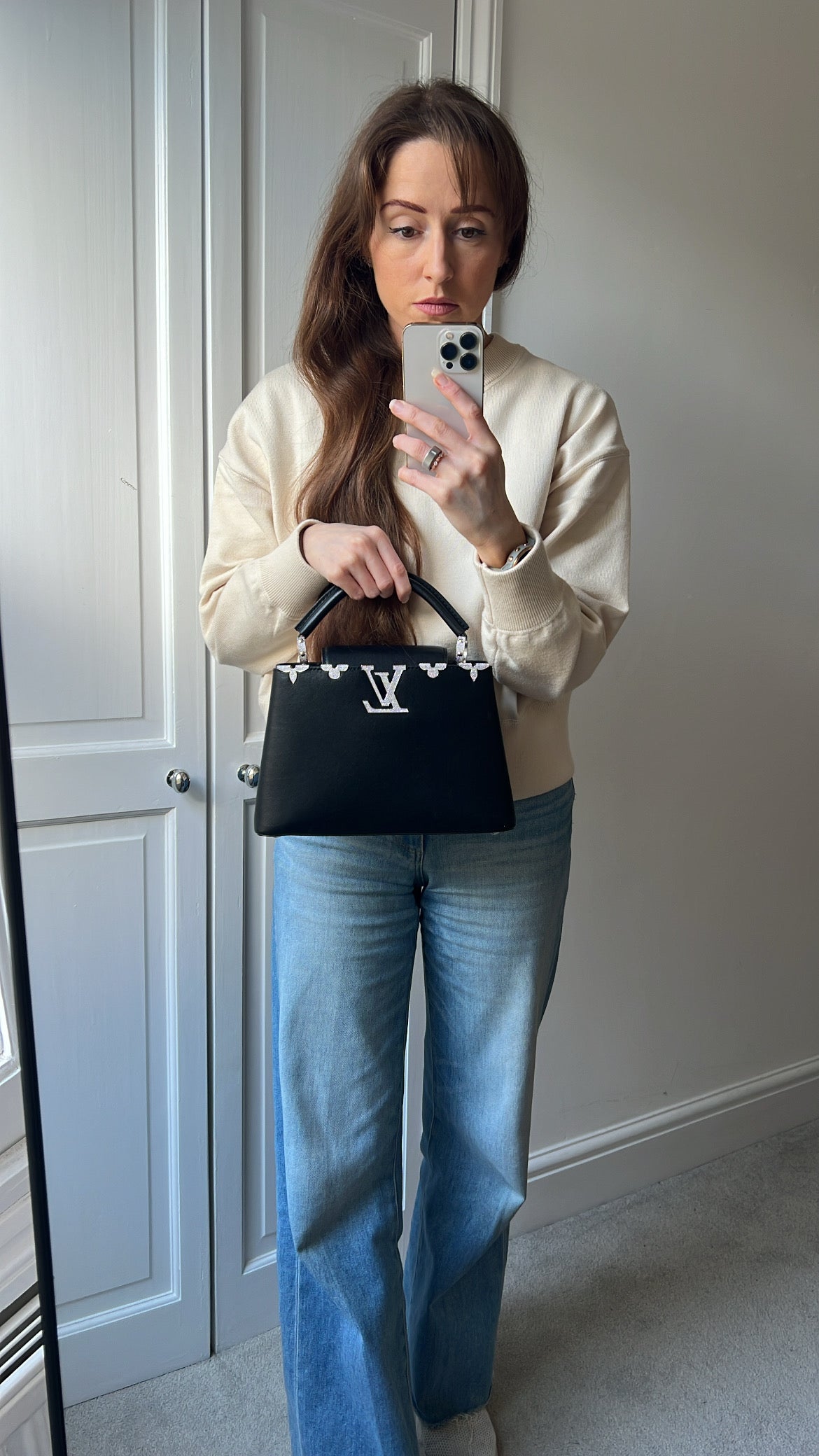 Louis Vuitton Capucines BB in Black with Crystal Flowers (RRP £5350)