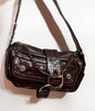 Dior Flight Medium Shoulder Bag Wine Burgundy Crumpled Patent Lambskin Leather