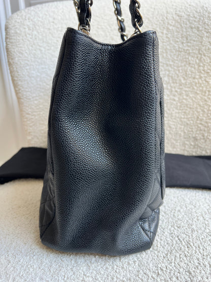 Chanel Black Caviar Grand Shopper Tote (GST) Silver Hardware