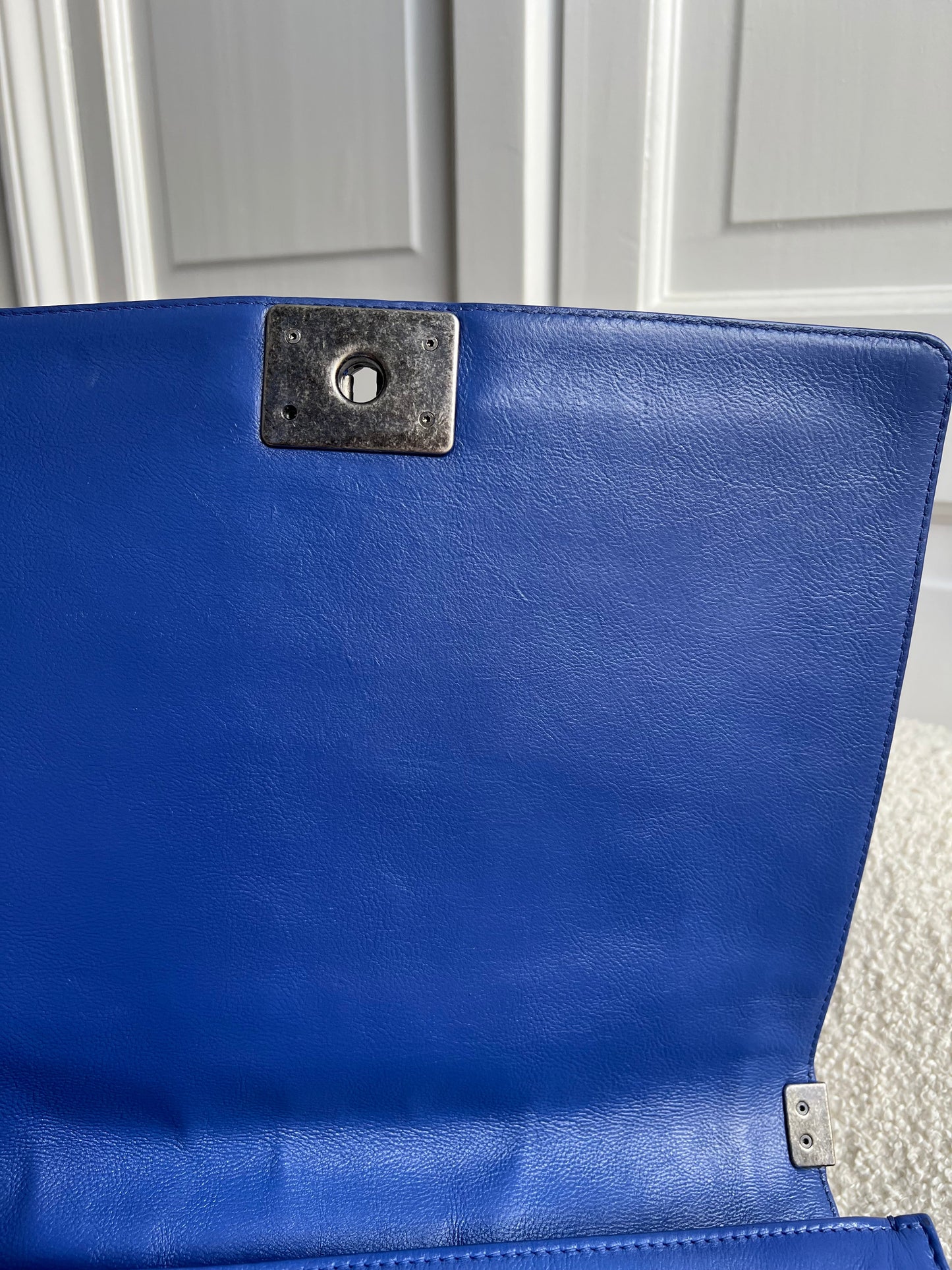Chanel Blue Lambskin Large Boy Bag