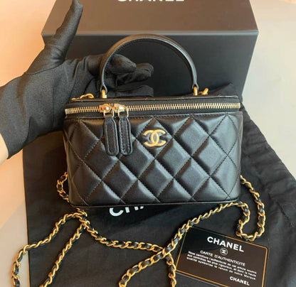 Chanel Vanity Lambskin Black Clutch