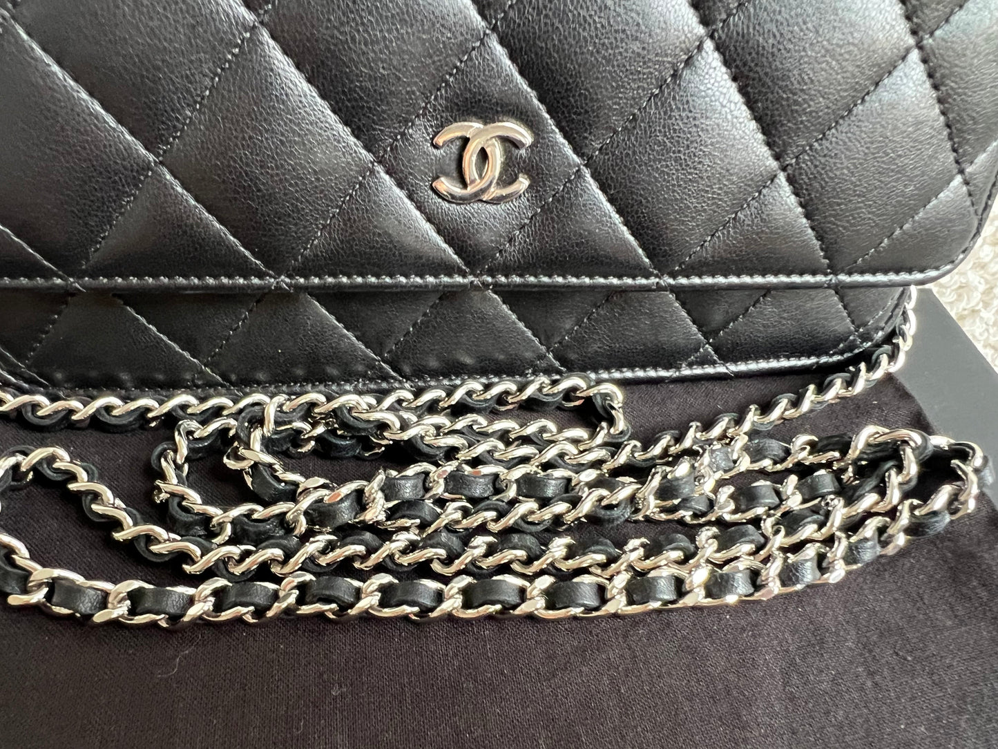 Chanel Wallet on Chain in Black Lambskin Silver Hardware (RRP £2,930)
