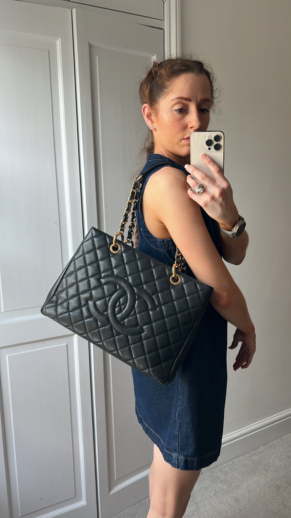 Chanel Black Caviar Grand Shopper Tote Gold Hardware (GST)