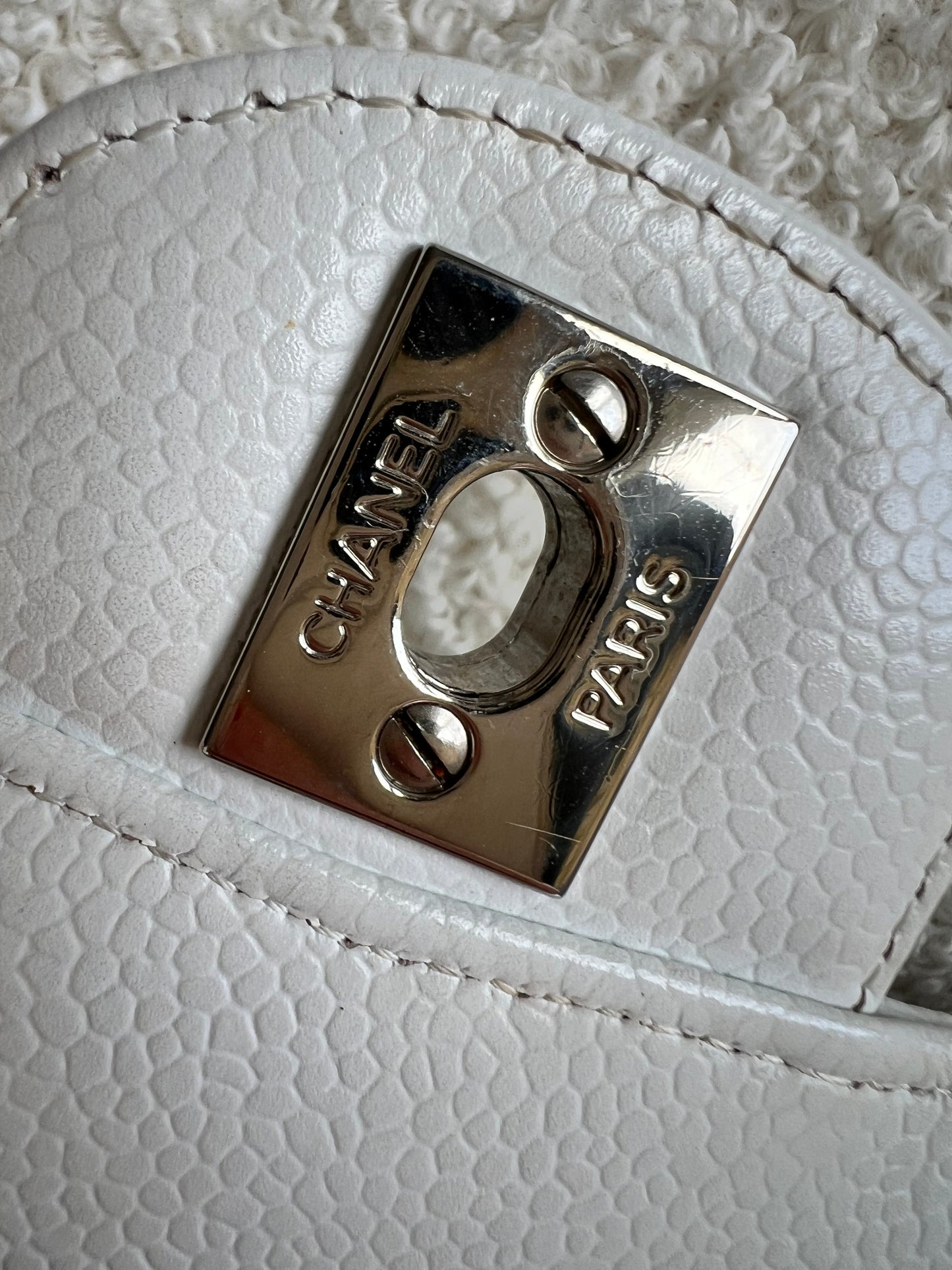 Chanel Medium Classic Flap in White Caviar (RRP £9090)