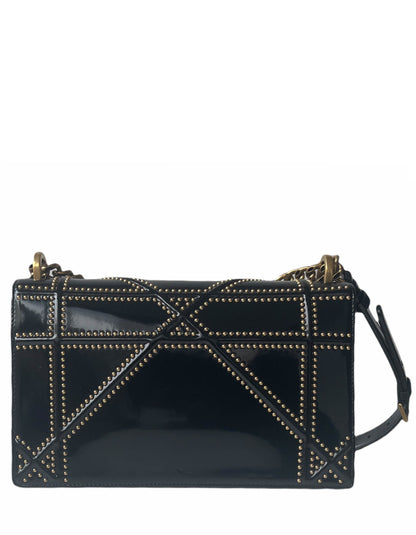 Christian Dior Black Patent Leather Studded Medium Diorama Flap Bag