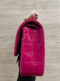 Chanel Medium Pink Crocodile Alligator Flap Bag Gold Hardware