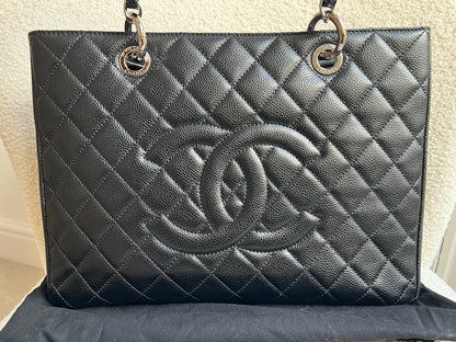 Chanel Black Caviar Grand Shopper Tote (GST) Silver Hardware