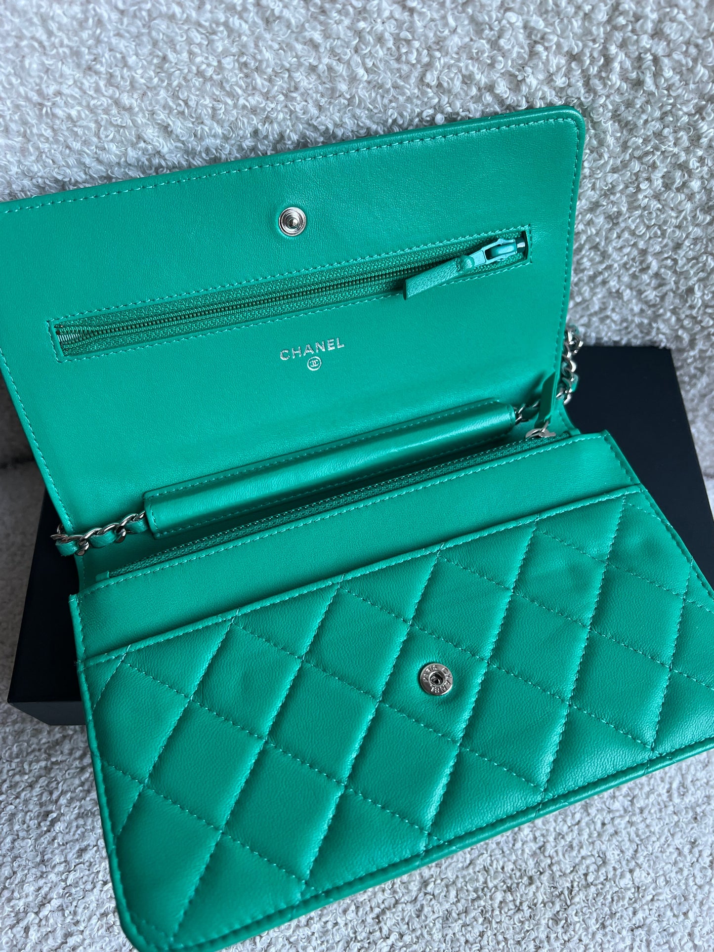Chanel Turquoise Lambskin Wallet on Chain (RRP £2,930)