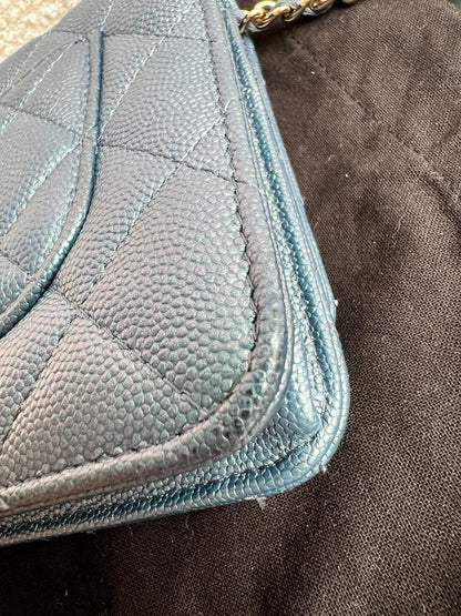 Chanel Iridescent Blue Caviar Wallet on Chain
