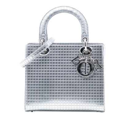 Dior Lady Dior Cannage Silver Handbag