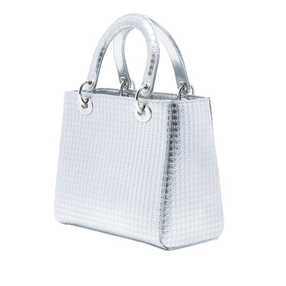 Dior Lady Dior Cannage Silver Handbag