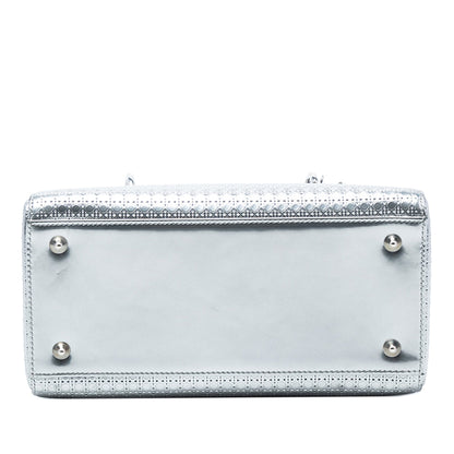 Dior Lady Dior Cannage Silver Handbag