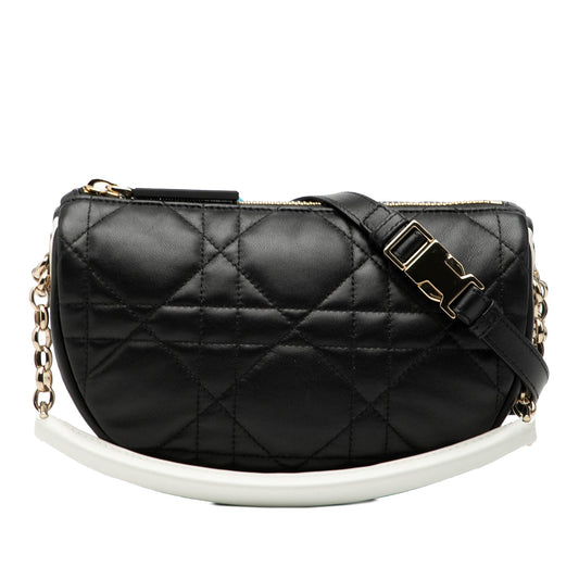 Black Dior Small Lambskin Cannage Dior Vibe Hobo Satchel