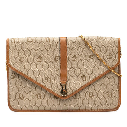 Brown Dior Honeycomb Coated Canvas Chain Crossbody