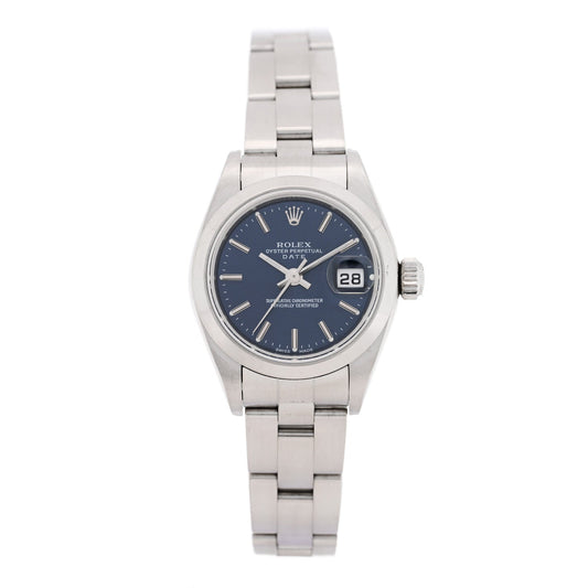 Stainless Steel 26mm Oyster Perpetual Date Watch Blue 79160