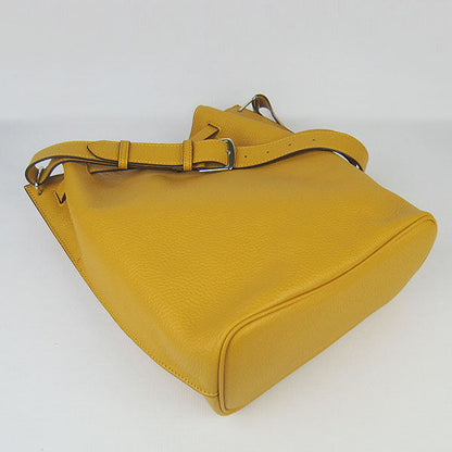 Luxury Hermes Nappa Leather Shoulder Bag Yellow Silver