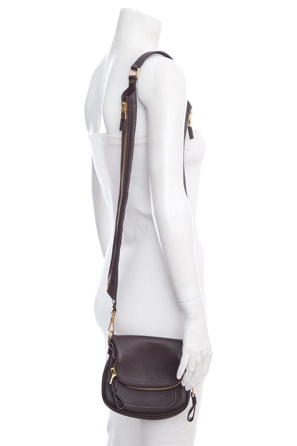 Tom Ford Chocolate Mini Jennifer Crossbody Zipper Strap Handbag