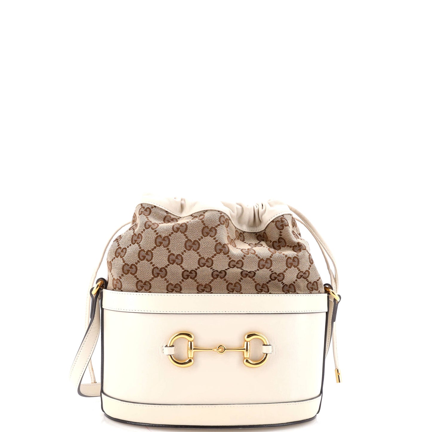 Horsebit 1955 Bucket Crossbody Bag Leather and GG Canvas Small
