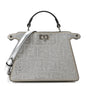 Fendi Crystal Vitello Laminato FF Petite Peekaboo I SEE U Satchel Crystal Argento