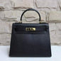 Luxury Hermes Kelly 28Cm Epsom Leather Handbag Black Gold