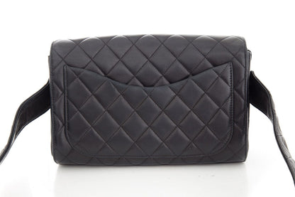 Chanel Vintage 1991 Black Quilted Lambskin Flap Crossbody Handbag with Gold Hardware
