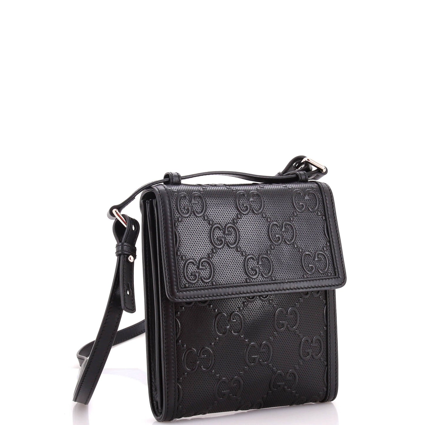 Flap Crossbody Bag GG Embossed Perforated Leather Small
