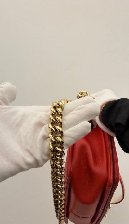 Chanel Boy Medium Lambskin Red Shoulder Bag