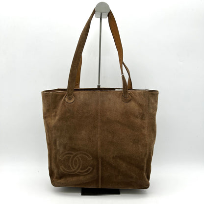 Chanel Brown Suede CC Logo Shopper Tote Bag ch8865bg