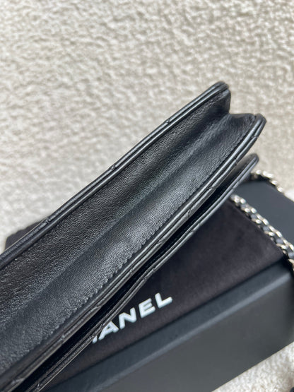Chanel Wallet on Chain in Black Lambskin Silver Hardware (RRP £2,930)