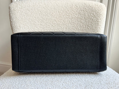 Chanel Black Caviar Grand Shopper Tote (GST) Silver Hardware