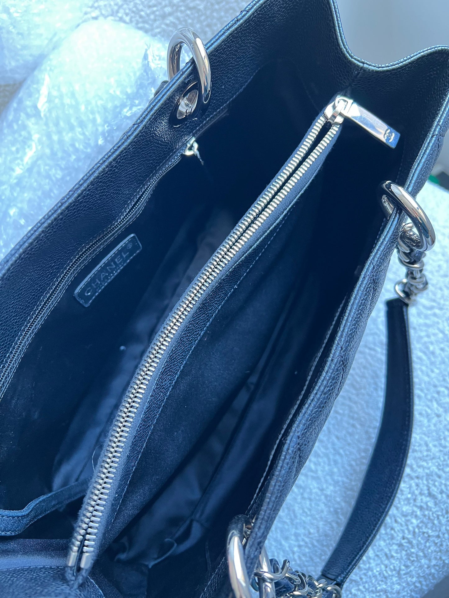 Chanel Black Caviar Grand Shopper Tote (GST) Silver Hardware
