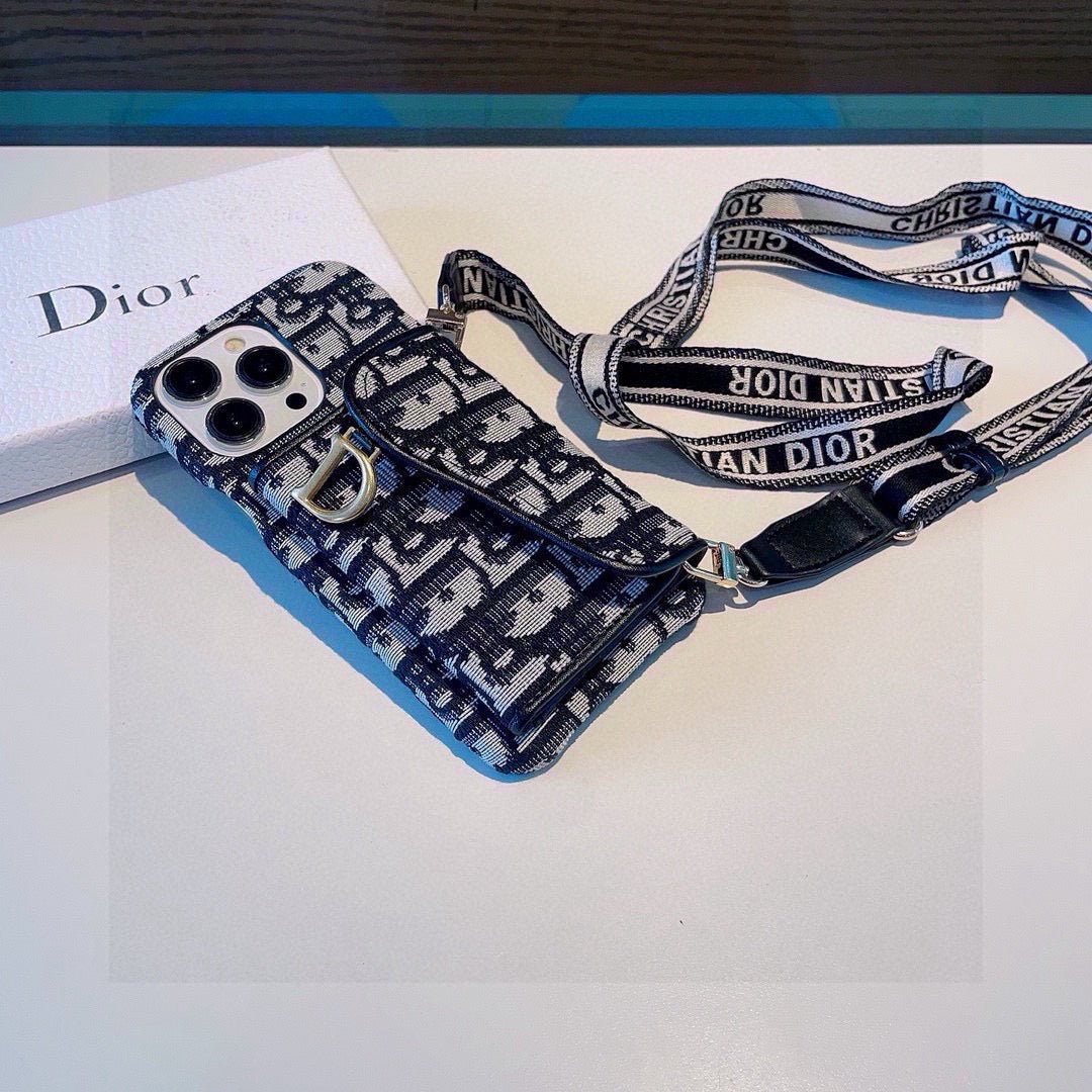 Dior Montaigne Card Holder Phone Case Embroidered Strap