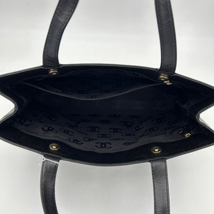Chanel Black Perforated Calfskin Tote Handbag